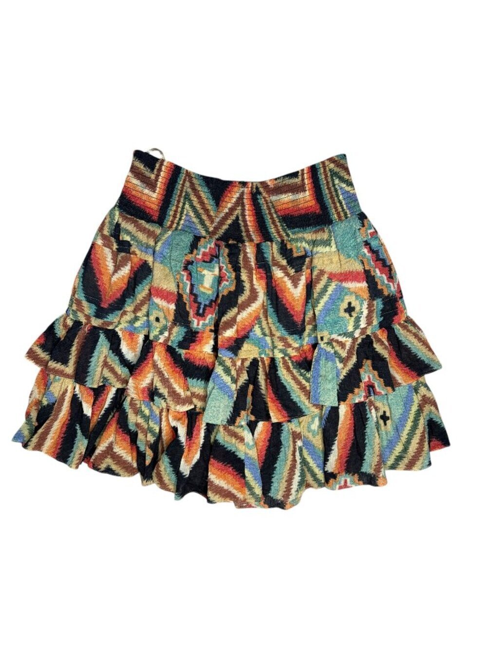 Lauren Ralph Lauren Southwestern Print Ruffle Tiered Skirt Size 14